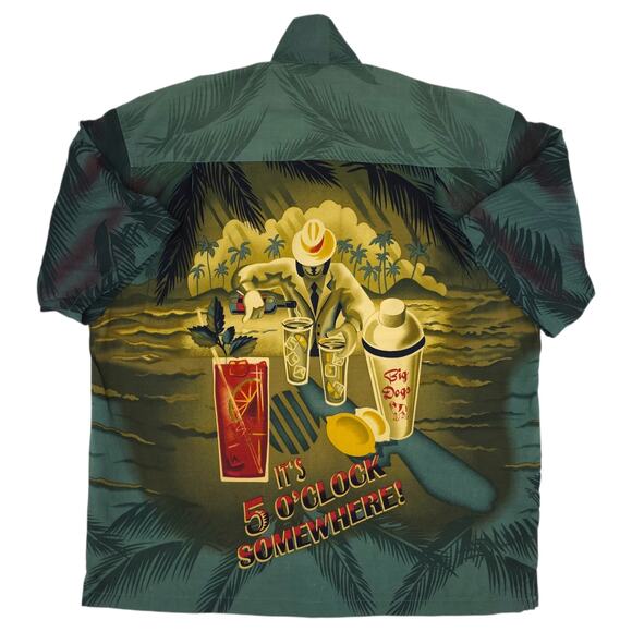 Big Dogs Shirt Mens Large Button Up Hawaiian 5 O'Clock Somewhere Cocktails - Picture 7 of 11